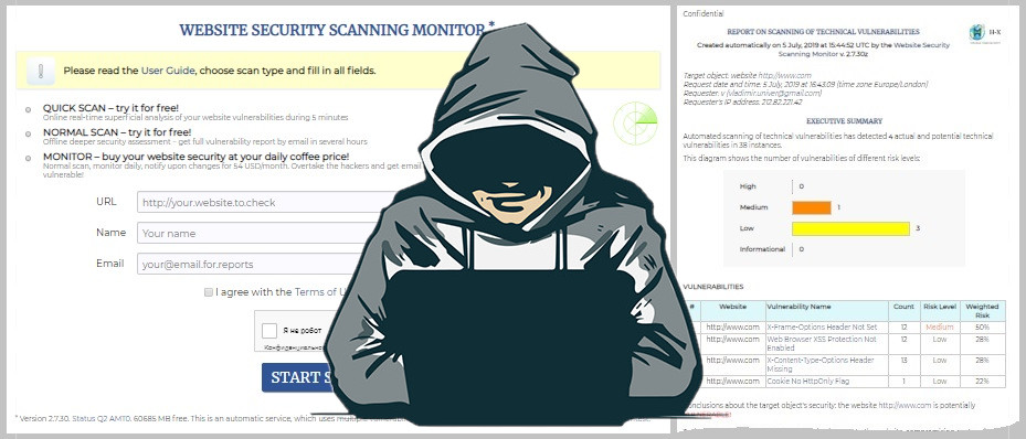 Screenshot of an example vulnerability scanner report